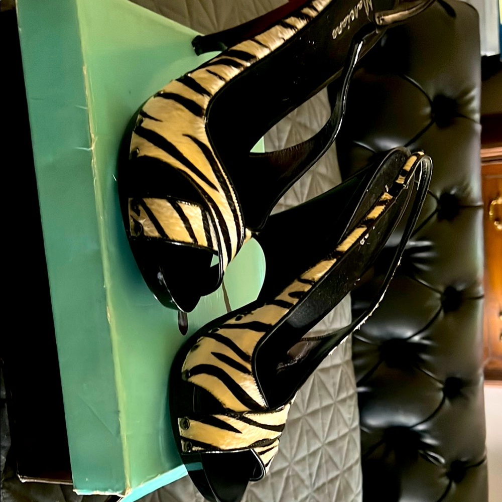 Zebra Print Peep Toe Heels